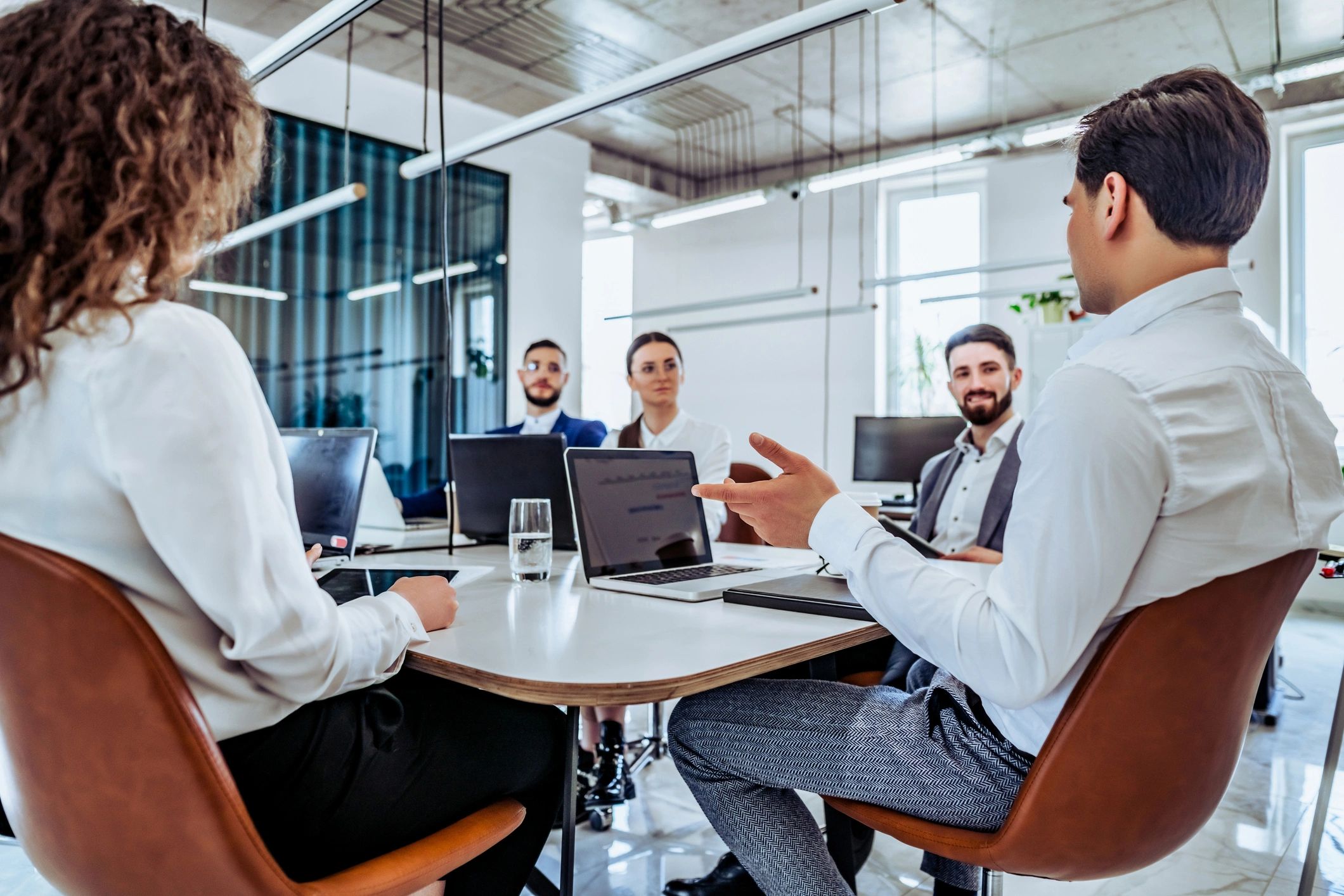 modern car dealership team business people